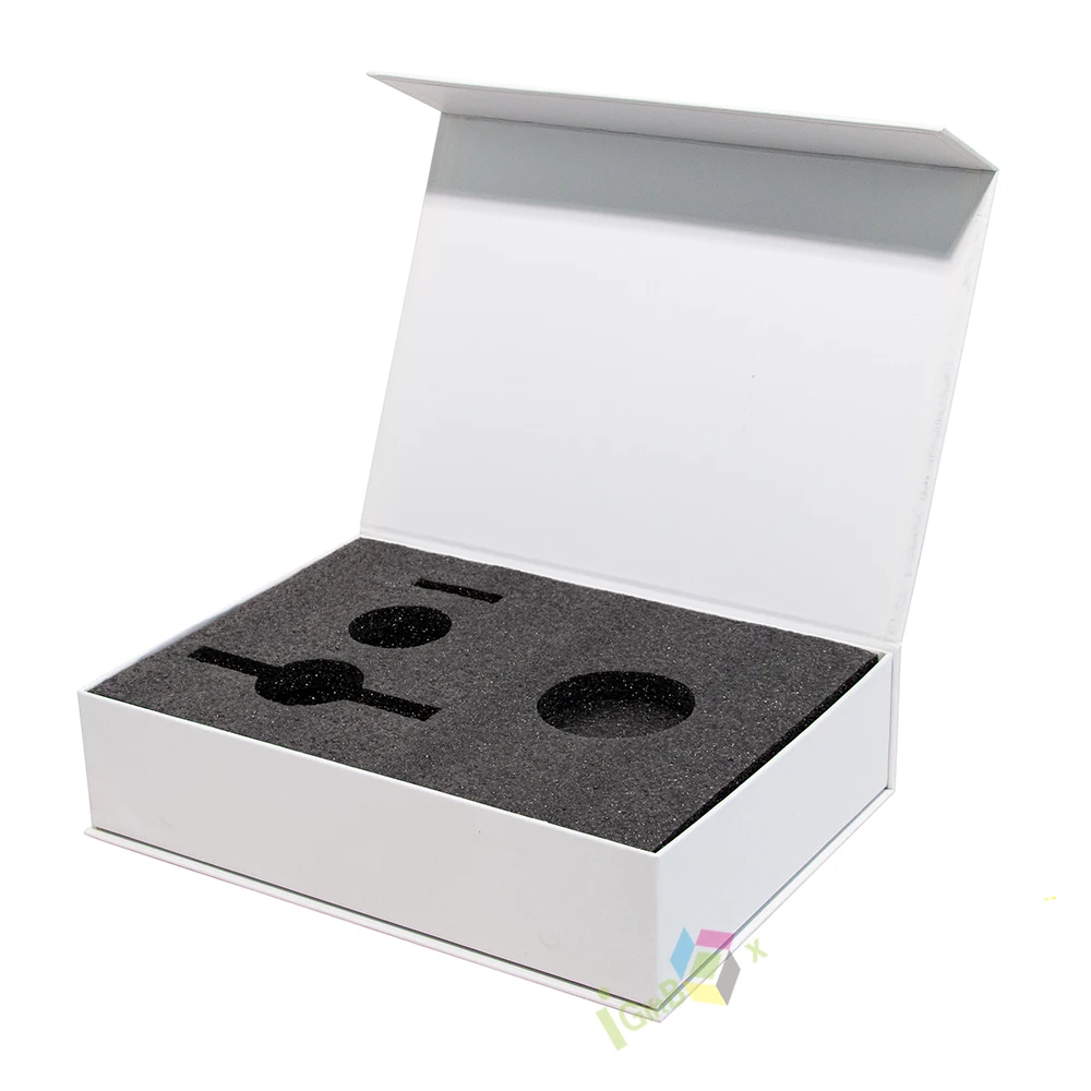 Luxury Book Shaped White Rigid Cardboard Box Packaging Magnetic Gift Boxes with EVA Foam Insert