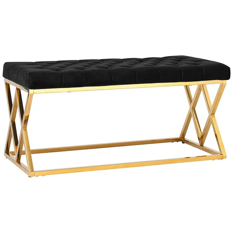 modern european style Bedroom stainless steel Leg ottoman bench stool furniture
