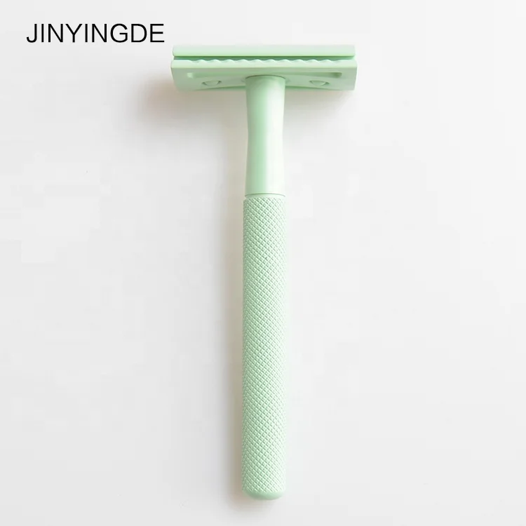 
Popular Shaver Set Private Label Green Brass Handle Shaving Safety Razor And Stand 