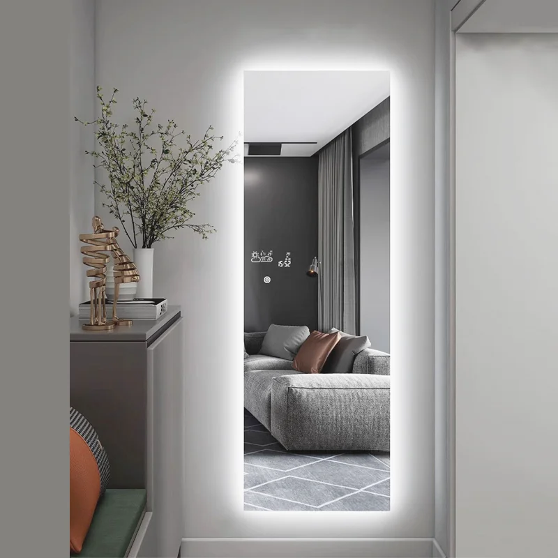 Smart Rectangle Full Length Led Mirror Heating Panel With Light And Weather Display