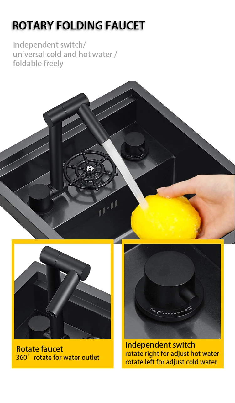 Invisible Flat Cover Single Bowl Modern Stainless Steel Luxury Kitchen Sinks Glass Rinser Built In Tea Bar Sink