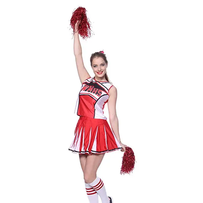 High Elastic Cheerleader Costumes Fancy Dress Cheer Leader High School Skirt Uniform