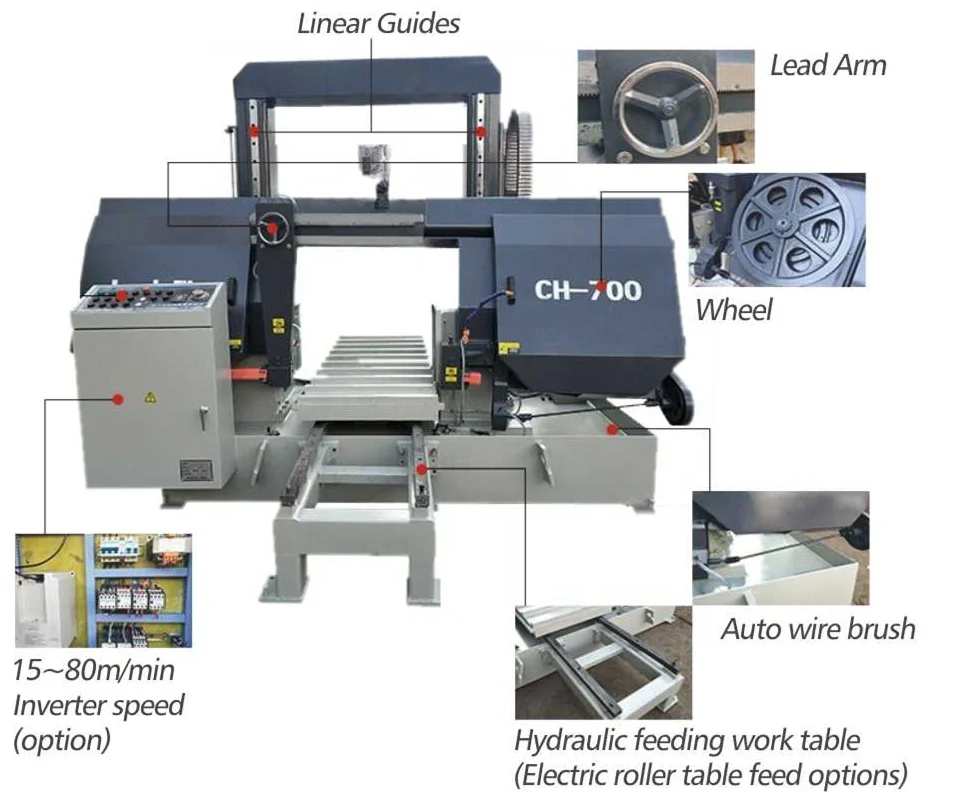CH-800 China Professional Manufacture 800mm Single Column Saw Semi-auto Medium Metal Cutting Machine