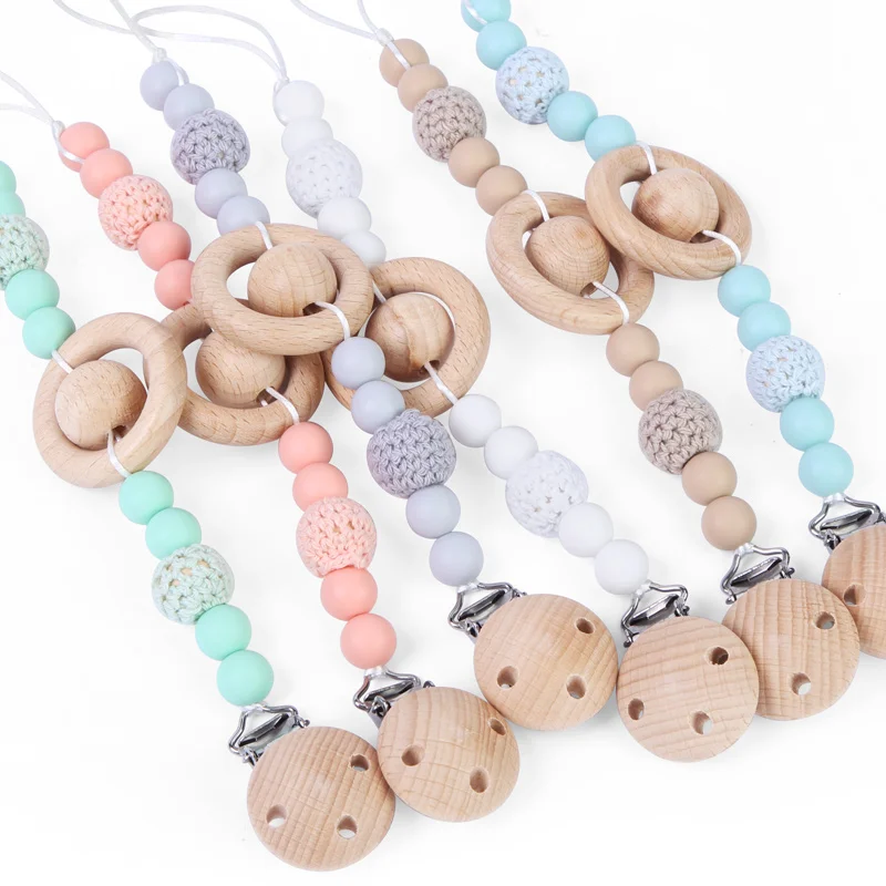 Hot Sale Sublimation Beads Soothe Dummy Clip Silicone Baby Pacifier Holder Clip