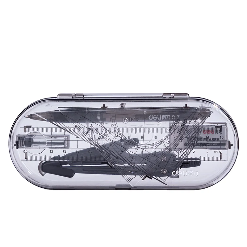 Deli 9591 stationery painting set compass ruler student exam homework drawing tool 15cm ruler set 144pcs per carton set