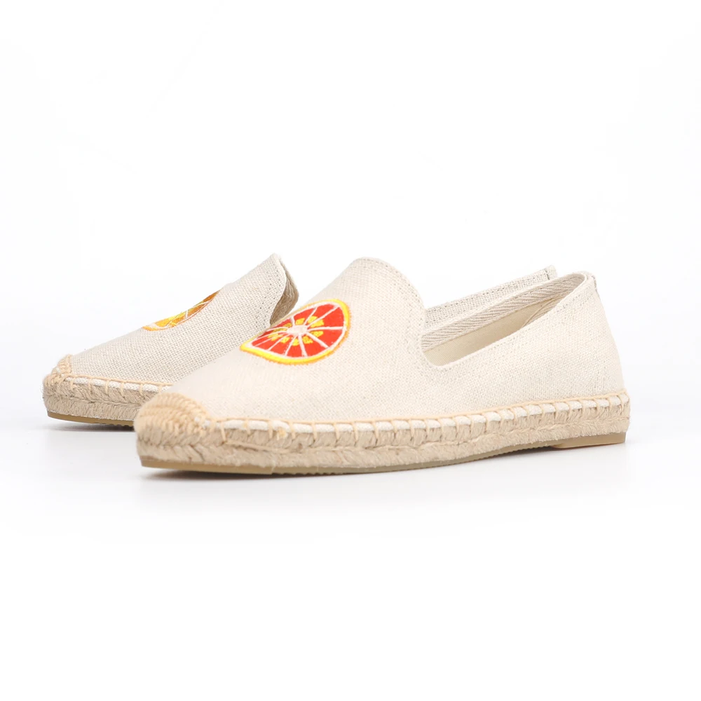 Hot Selling High Quality Ladies Ballet Flats Exquisite Embroidered Canvas Espadrilles PU Insole for Spring Summer Factory Direct