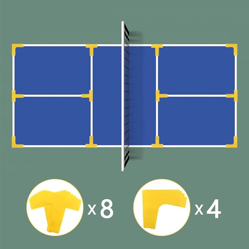 Sports Anti-Slip T and L Shaped Court Lines Marker Kit Pickleball Court Markers for Tennis Badminton Basketball Soccer