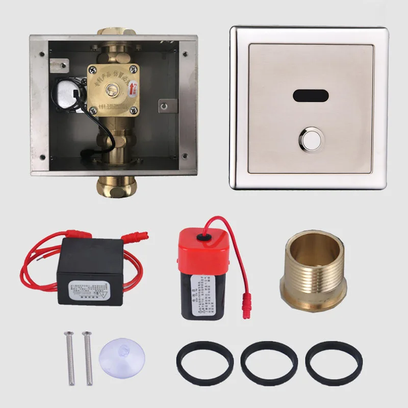 Stainless Steel Concealed Type Toilet Flush Valve Water Saving Automatic Time Delayed Horizontal Urinal Sensor Flush Valve