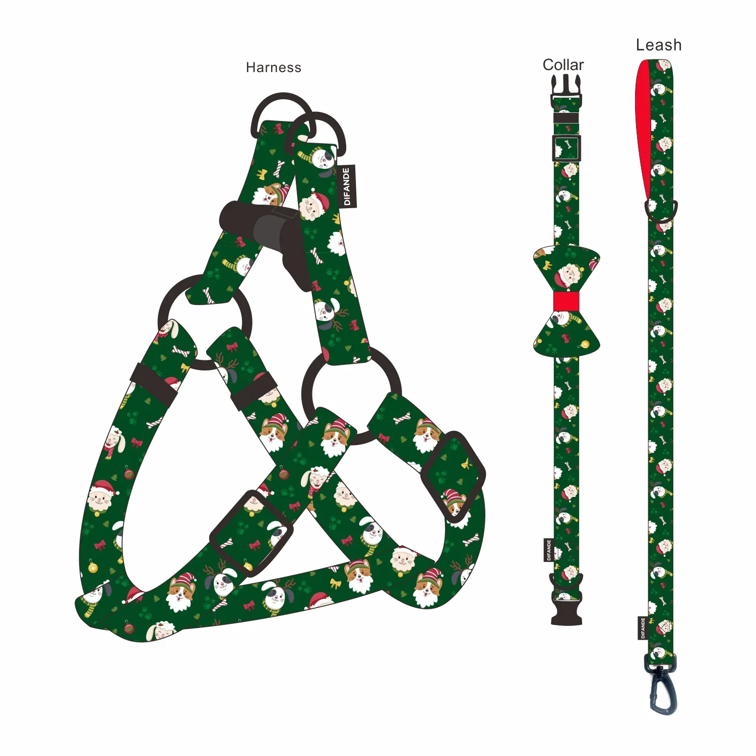 Personalised branded pet body harness bow tie mesh custom logo xxs printed dog harness with leash for small dogs