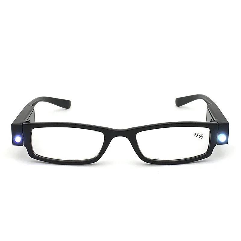 Factory wholesale LED reading glasses with lamp unisex lamp presbyopic glasses with battery