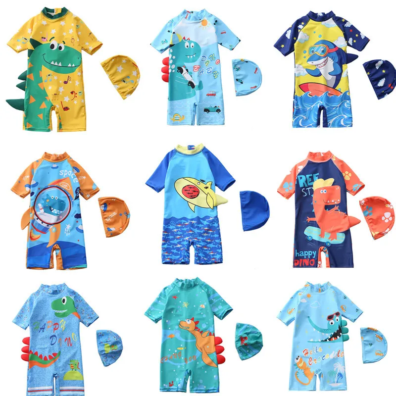2022 new children toddler bodysuit baby jumpsuit swimming suit kid beachwear clothing infant swimsuit Two Piece boys swimwear