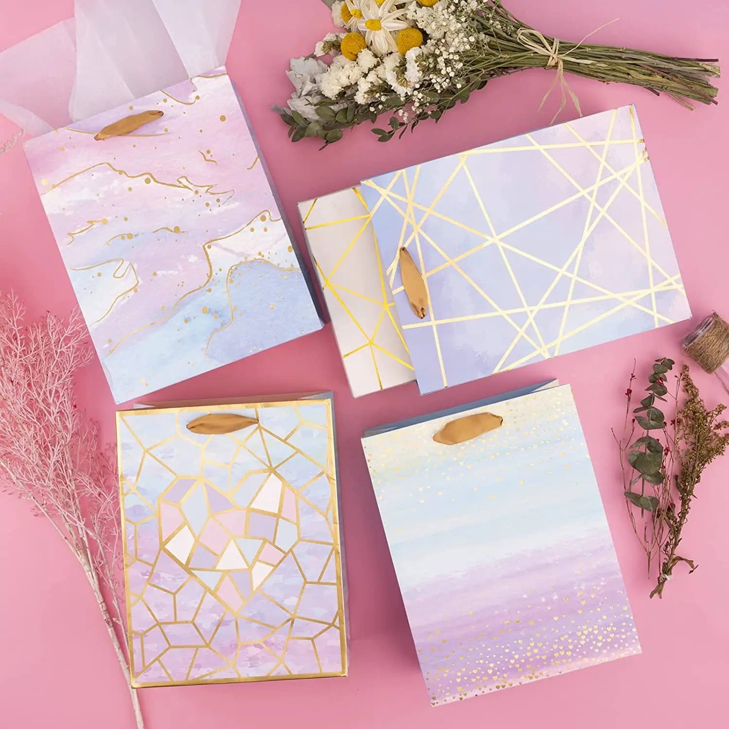 paper gift bag marble fashion gift bag with ribbon