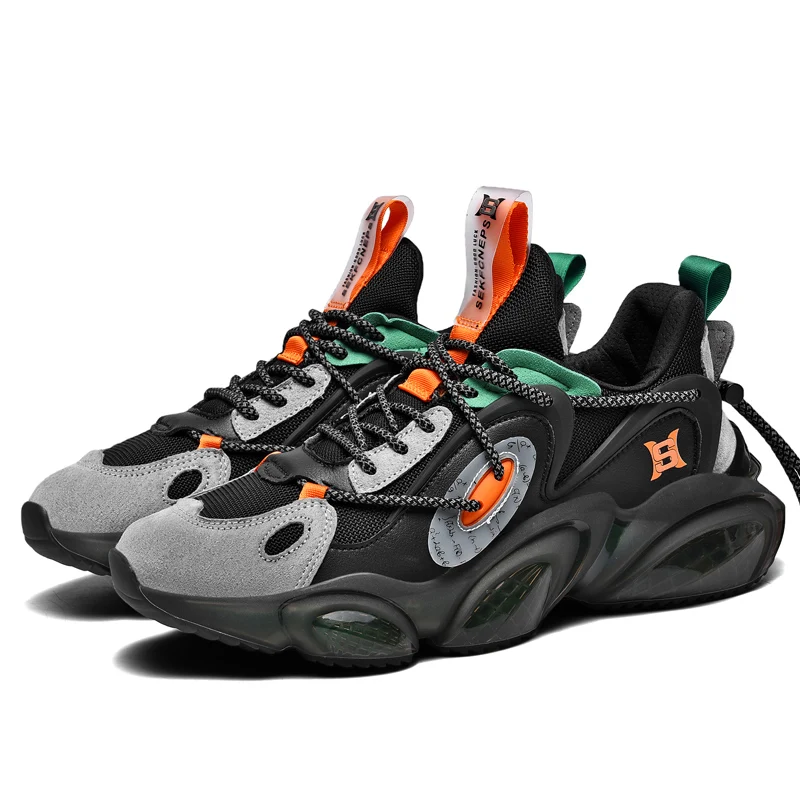 Fashion trends Reflective design Mesh Air permeability Elastic thick sole run star hike sneakers for men casual shoes