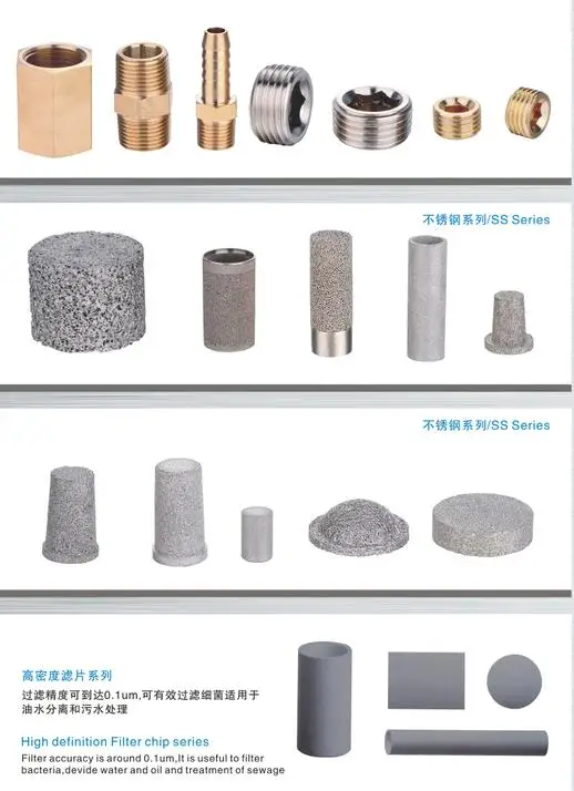 Flat head Bronze sintered Pneumatic air muffler BSLD-M5 BSLD-01 BSLD-02 BSLD-04 silencer SD Throttle Valve for