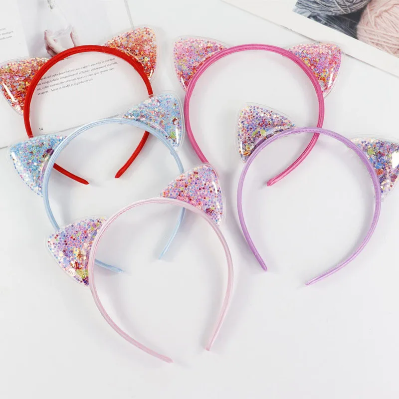 Multiple Kawaii Kids Hairband Hot Sale Headband Cute Star Glitter Cartoon Cat Ear Head Band for Children Wholesale