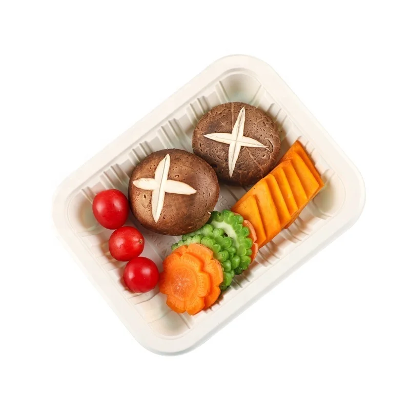 7 inch Biodegradable Cornstarch PP Supermarket Takeaway Removable Food Container Sealable Packing Trays  Disposable Meat Tray