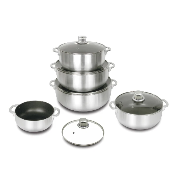 satin polish aluminum caldero aluminum pot cooking pot with glass lid