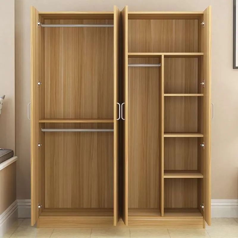 Custom Natural Color 2/3/4 Doors Melamine Veneer Finish Wardrobe Wooden Modern Wardrobe