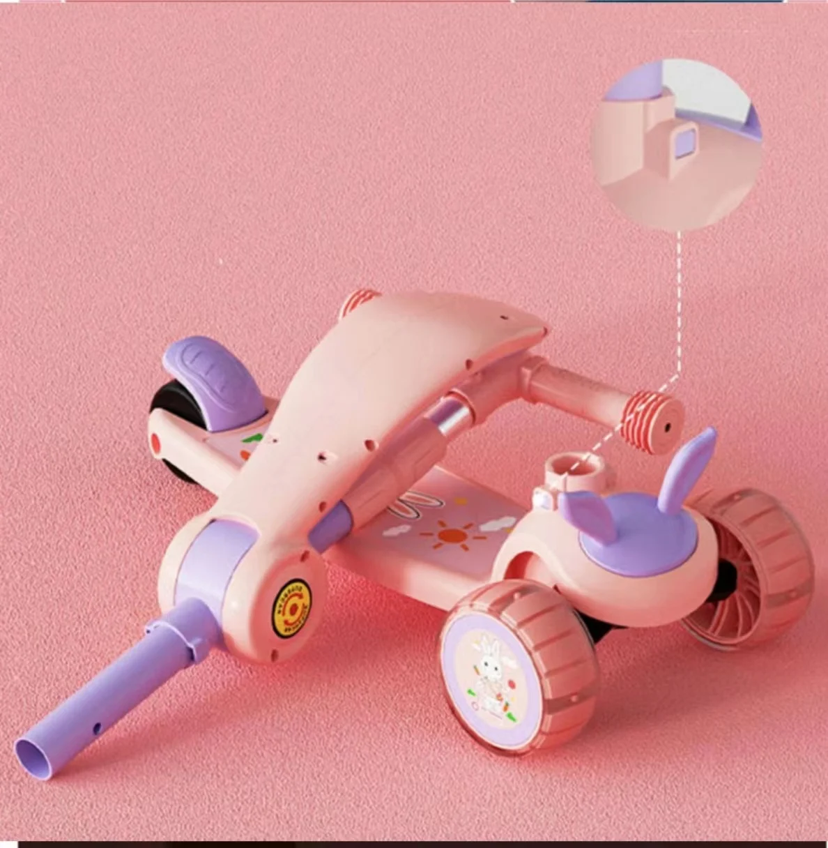 Adjustable Height Skateboard Child Scooter Foldable  Mini Kids Kick Scooter With LED Light Kids Foot Scooter