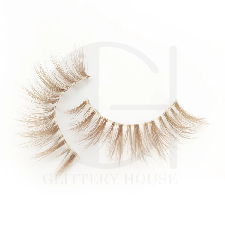 3D color mink eyelash full strip real mink eyelashes wholesale private label 3d handmade natural false eyelash brown color lash