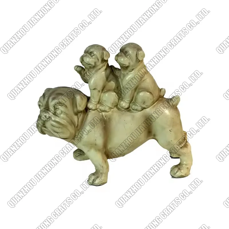 Realistic Bulldog Model Figures Standing Puppy Figurine for Home Office Decoration Polyresin Crafts