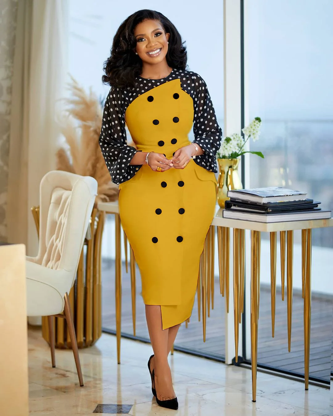 Classy Fall Casual Vintage Dress Fashion Printed Patchwork Long Sleeve Pencil Skirts For African Women