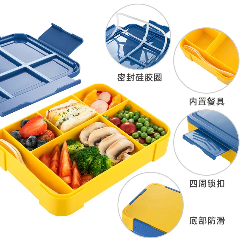 Customized Cross-border Kids Students Compartment Sealed Fruit Salad Box OEM ODM Microwave Heating Lunch Box