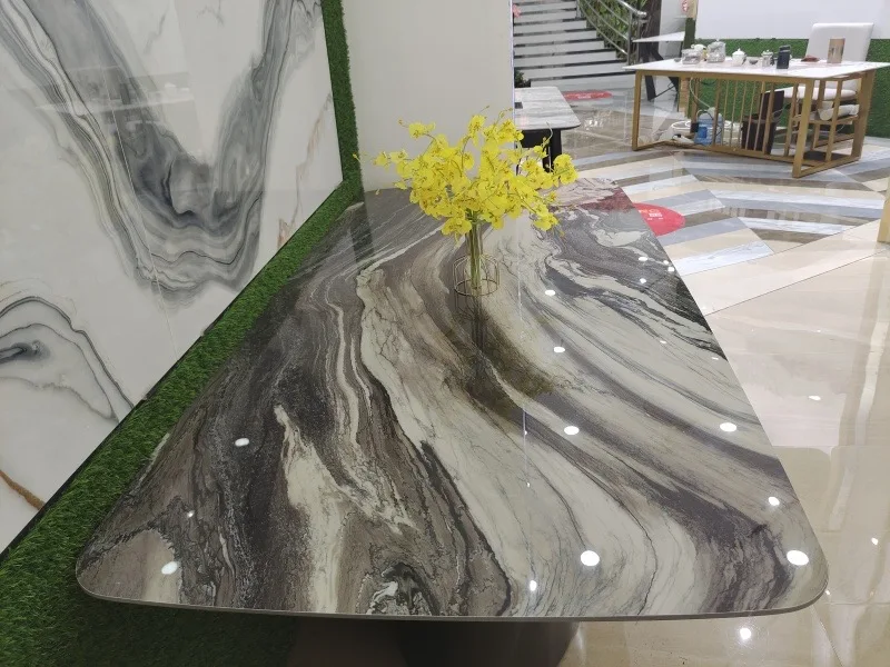  Luxury Glossy marble top dining table