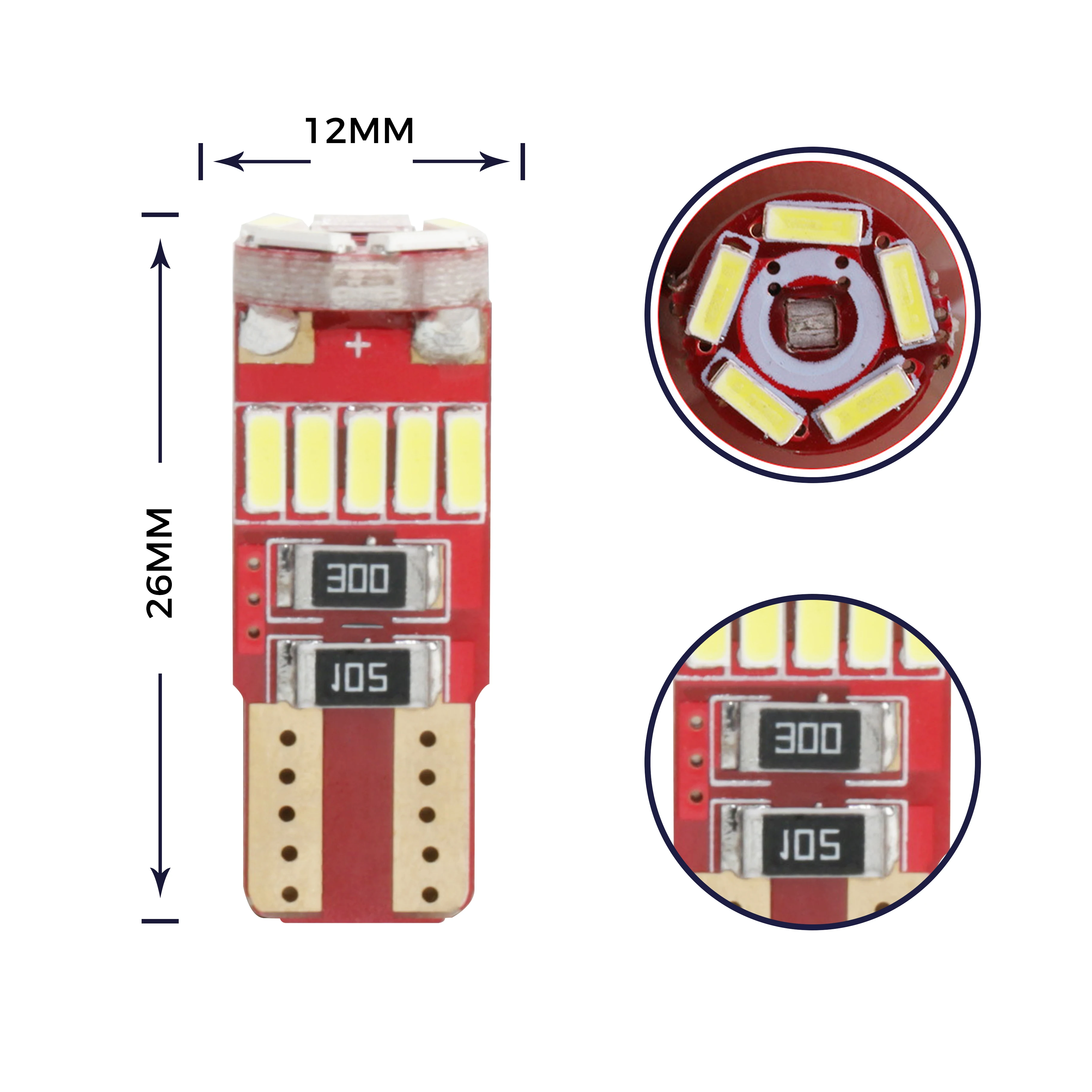 194 Светодиодная лампа 4014 canbus красные 3 Вт Автомобильные внутренние