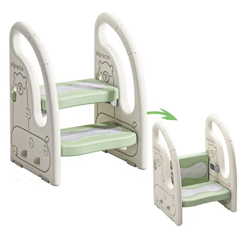 Plastic Height Adjustable Children Bathroom Hand-washing Use Kids Toilet Training Two Steps Footstool