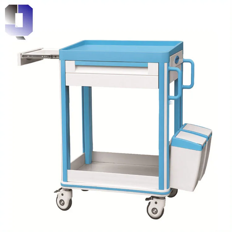 JQ-601A Cheap price ABS material  Medical Treatment trolley with drawer and wheels