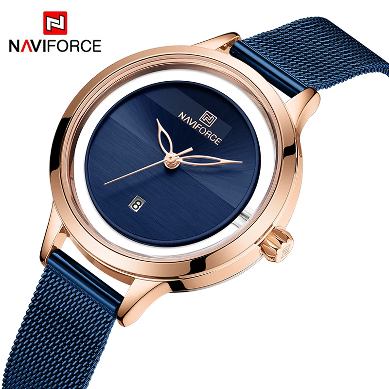 NAVIFORCE NF5014 Casual Women Quartz Watch Women Stainless Steel Life Waterproof Brand Luxury Women Watches Date Display Watch