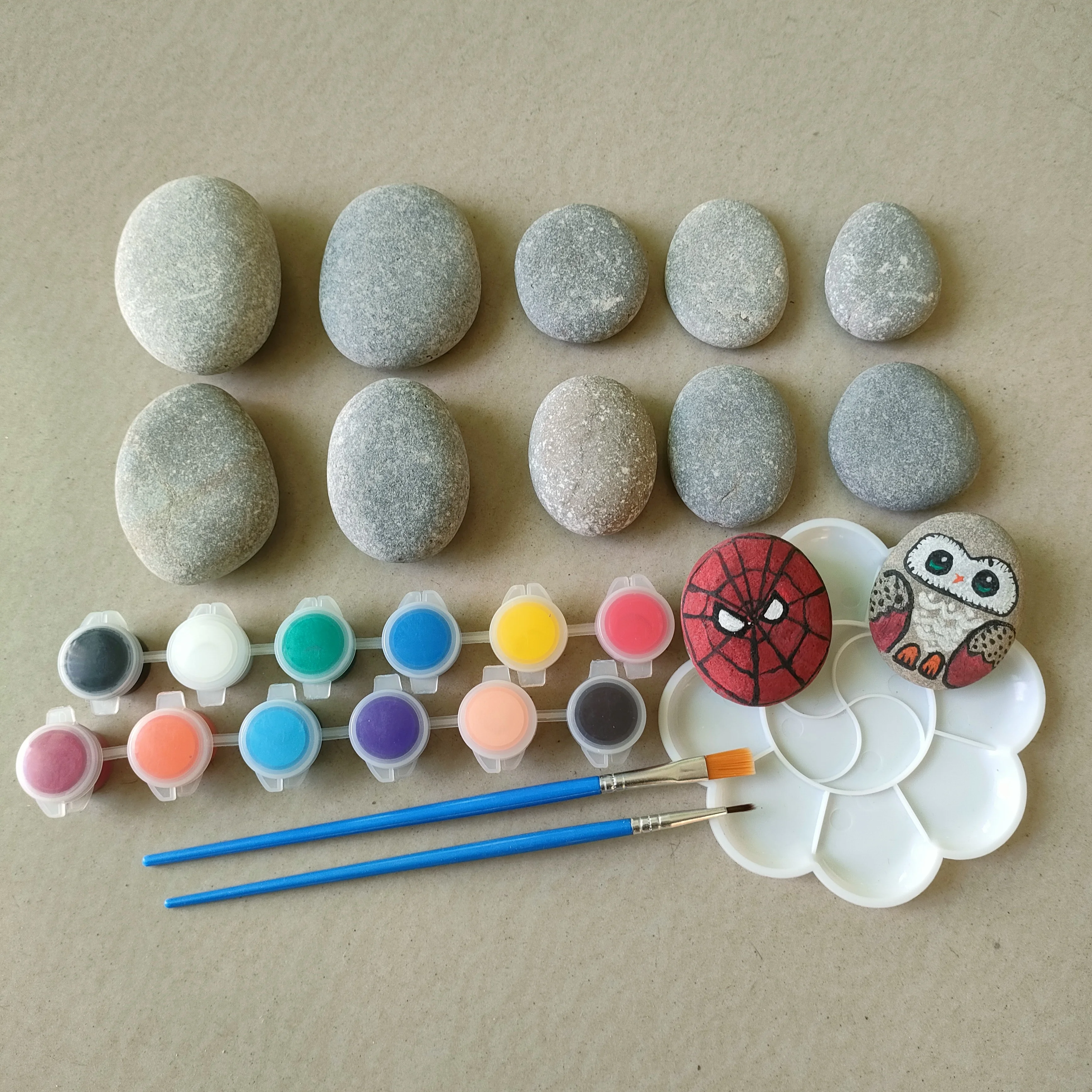 High quality kids Handmade DIY graffiti creative painting pebble stones gift set Cartoon creative hand drawn stone kit oem