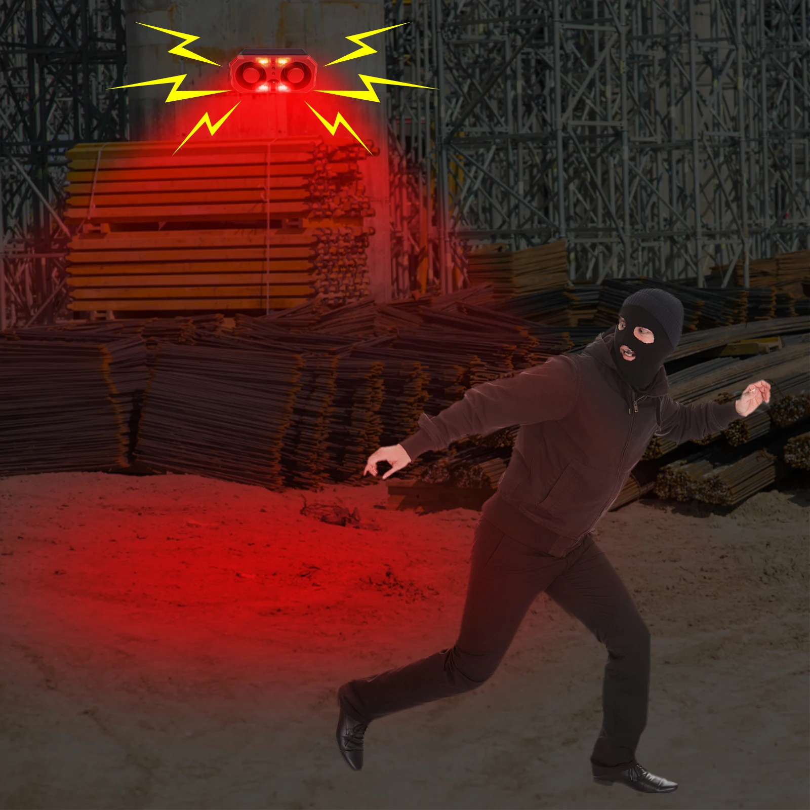 Solar Sound & Light Alarm Motion Sensor 260Db Sound Alert & Flash Warning Strobe Security Alarm System for Farm Villa