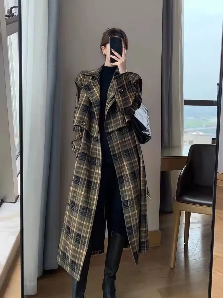High Quality Solid Long Cashmere Wool Long Overcoat Woman Winter Coats long sleeve trench coat for women