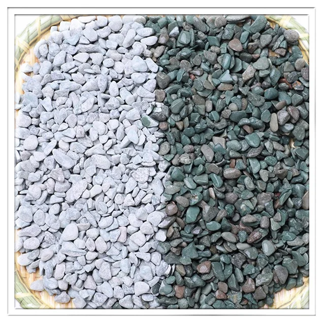 Construction Exposed Aggregate Flooring Paving Green Colorful Tumble Pebble Cobble Stones Gravel For Decoration