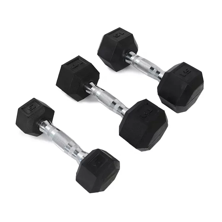 black rubber hexagonal dumbbells gym use 10 kg 40kg 50kg hex dumbbell set for sale