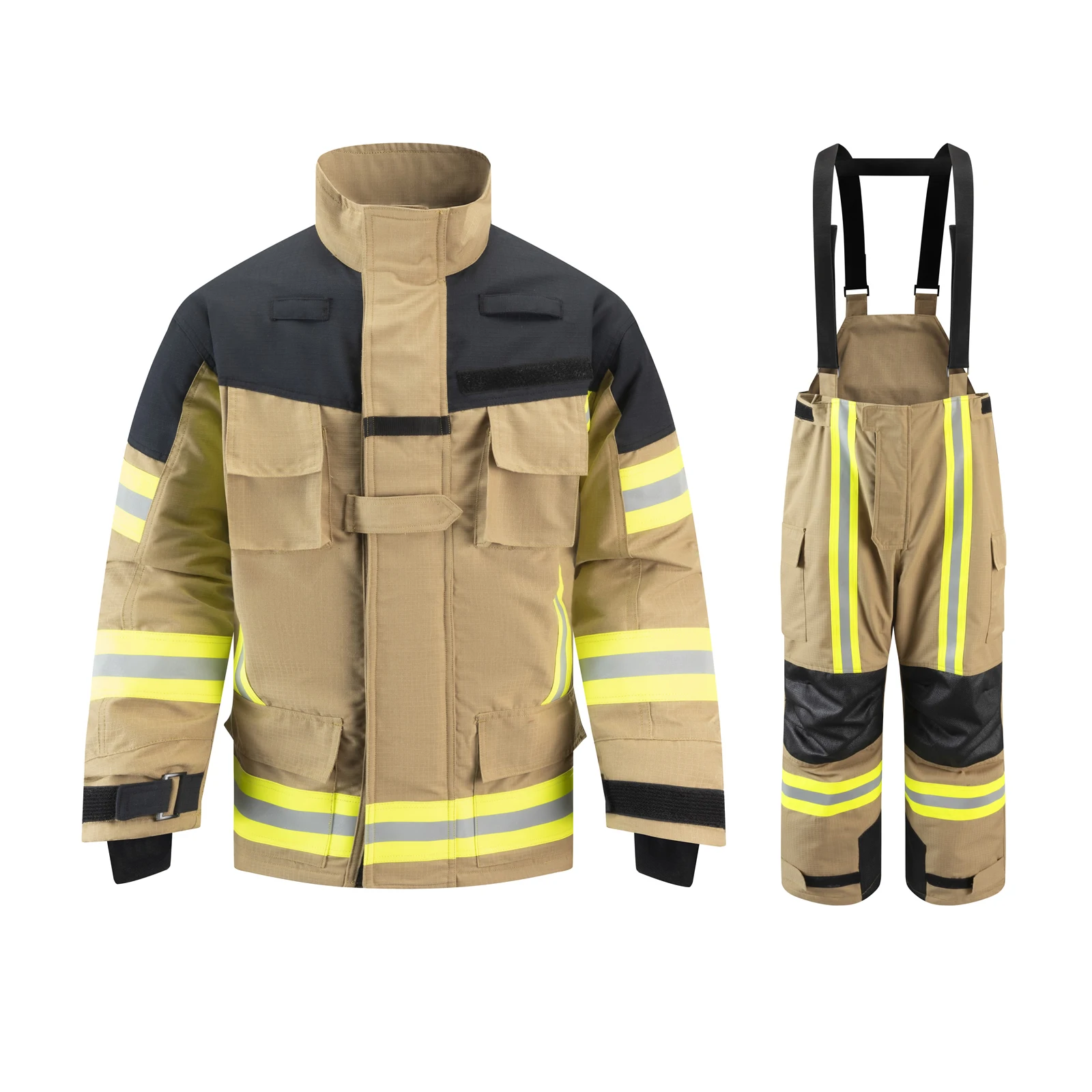 Nomex Aramid Fire Fighting Suits Fireman Uniform for Firefighters EN469 4 Layers 3M Reflective strip Forest fire fighting suit