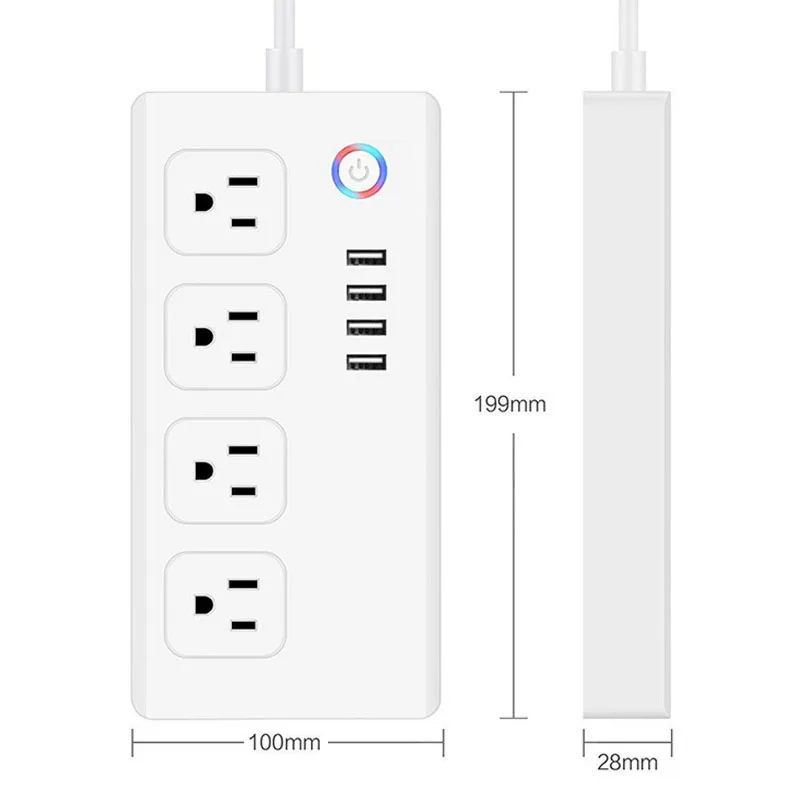 Chaoran Google Assistant Alexa Home Devices 4 USB Power Strip US Standard Extension Socket tuya