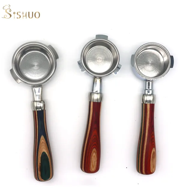 Espresso coffee machine portafilter 51/54/58mm Bottomless Wood Handle Coffee portafilter