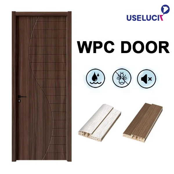 Elegant WPC PVC Door Wooden Design Pictures Paint Colors for Room Indian Teak Best New House Main Door Wood Readymade Door Price