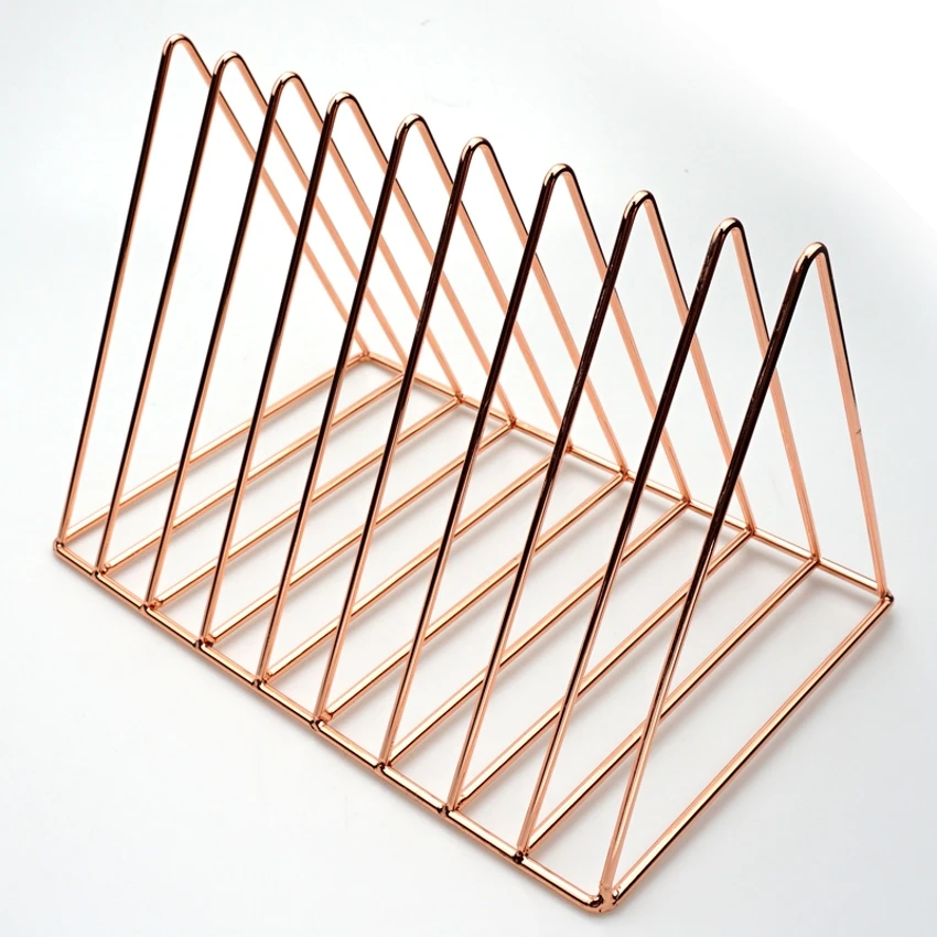 Professional Factory Bedroom Bookends File Organizer Triangular Book Stand Metal Bookstand
