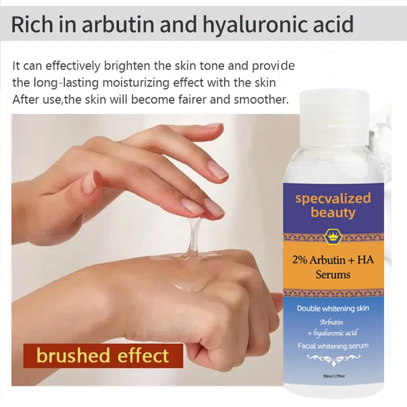 Our own brand can be easily customized. Alpha Arbutin 2% + HA serum can improve uneven skin tone and pigmentation.