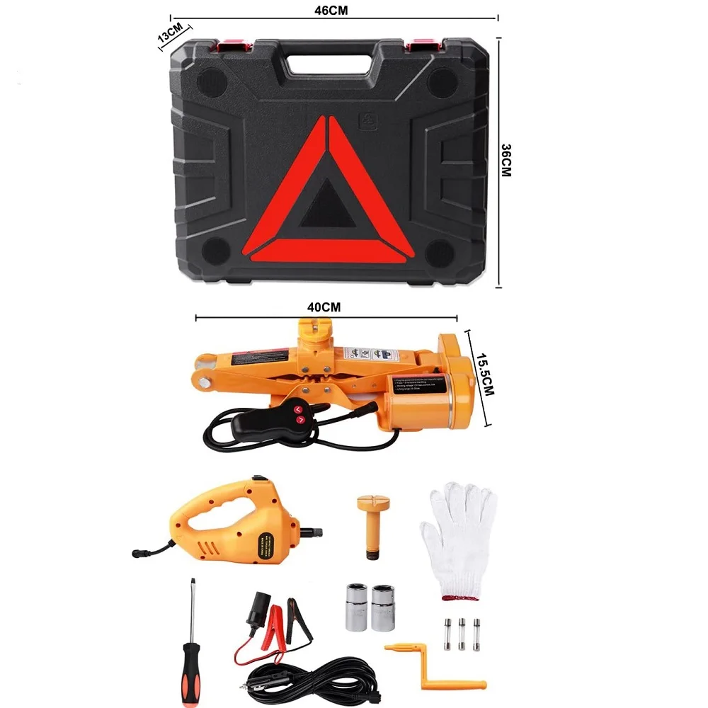 
Electric Car Floor Jack Set 2/ 3 /5Ton All-in-one Automatic 12v Scissor Lift Jack with Impact Wrench for Tire Change Replacement 