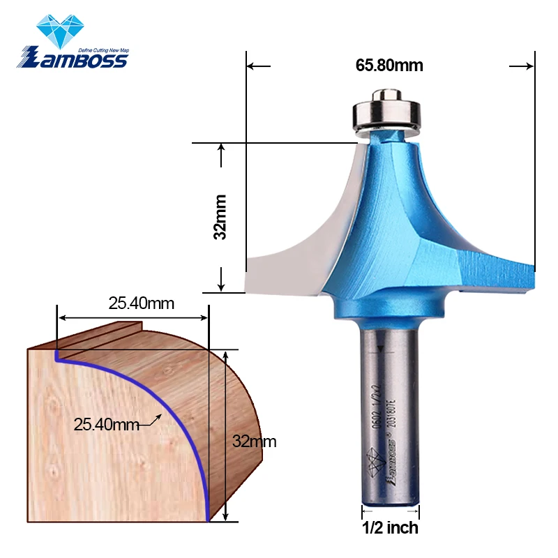 Lamboss Corner round bit Hot Sell Rounding Over Bit With Bearing Solid Carbide CNC Milling Cutter For Wood