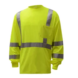 ANSI Class 3 for outdoor workers Safe road construction breathable reflective high visibility long sleeves T-shirts