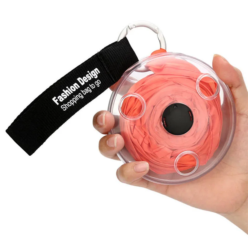 
2021 Eco Magic Mini Reusable Polyester Foldable Folding Shopping Bag To Roll Up In Small Case Portable Tote Shopping Bag 