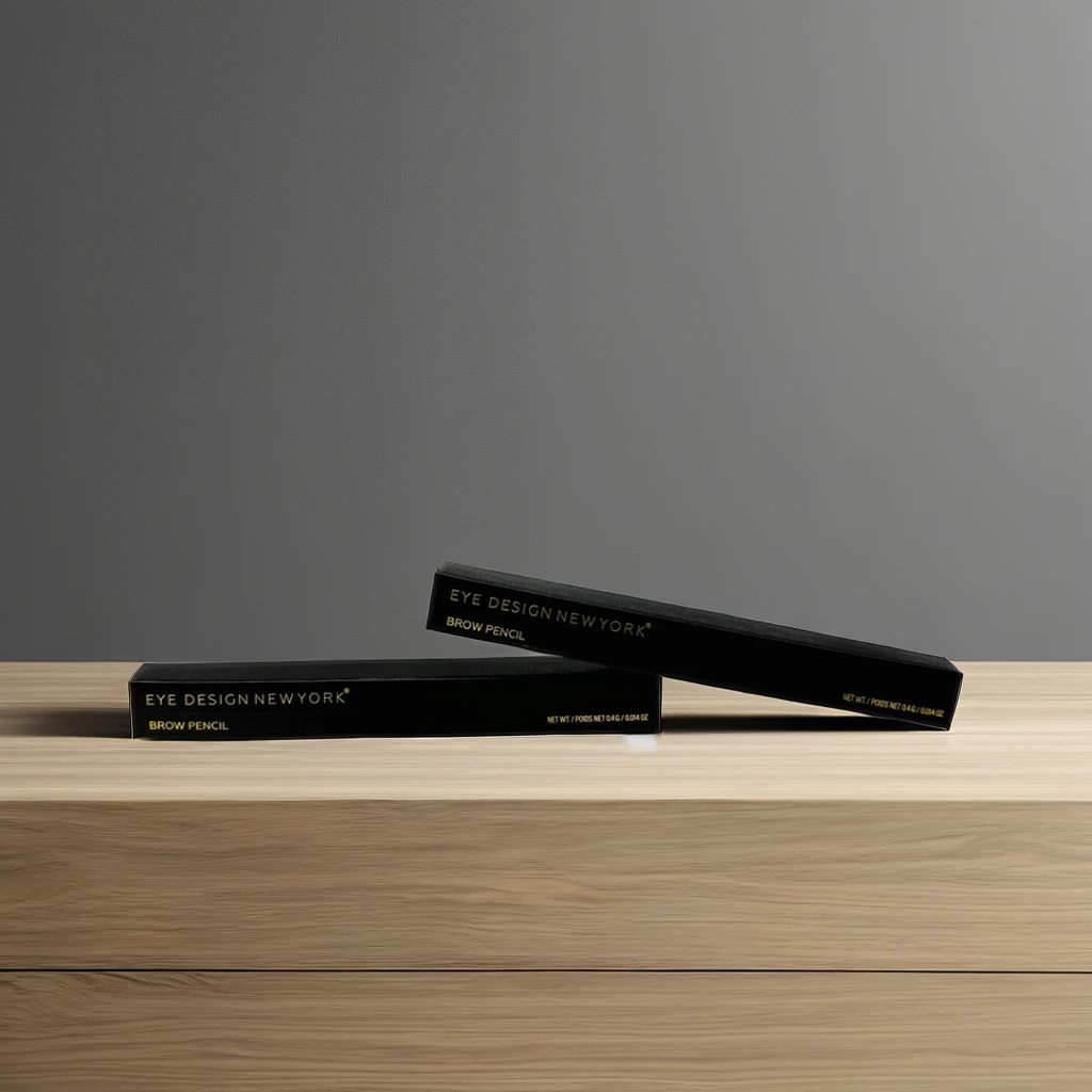 Custom  logo  rectangle  black brow pencil paper box degradable cosmetic box  with uv and hot-stamping