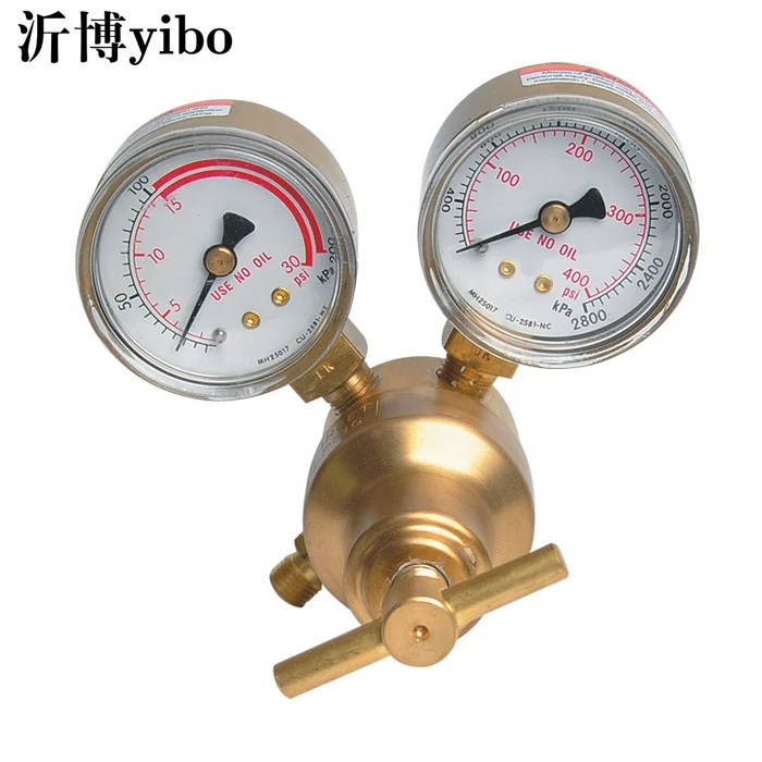 Made in China Brass Material mini type high pressure o2 regulator with two pressure gauges for gas Cylinder
