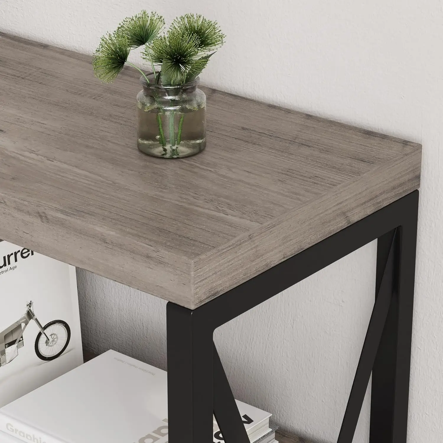 Entryway Hallway Bookshelf Storage Shelves Living Room Couch Industrial Style Grey Narrow Sofa Table Console Tables